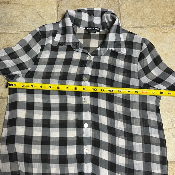 About A Girl Plaid Sheer Button-Up Shirt Small | Fall Grunge Soft Goth Y2K - Picture 9 of 10